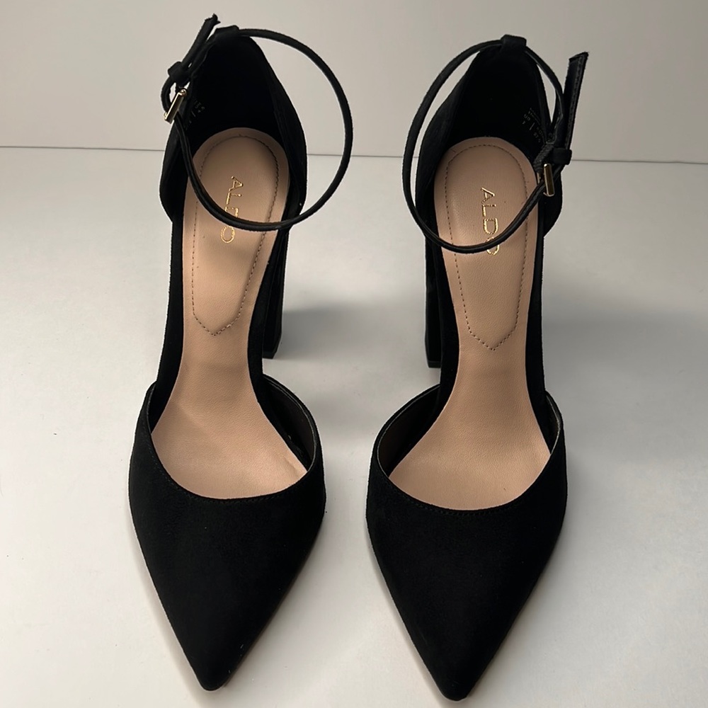 Aldo Nicholes black suede block heel